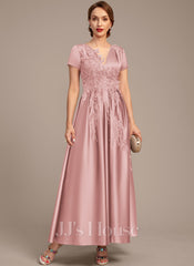 JJ's House Valencia A-line Illusion Scoop Ankle-Length Satin Lace Mother of the Bride Dress With 3D Floral Sequins