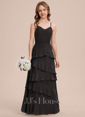 JJ's House Inaya Junior A-line Cascading Ruffles Chiffon Dress