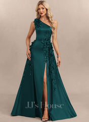 JJ's House Evarose One Shoulder Overskirt Satin Maxi Dress