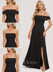 JJ's House Delphi A-line Off the Shoulder Ruched Chiffon Dress
