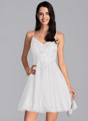 JJ's House Vanessa V-Neck Spaghetti Straps Beading Tulle Dress