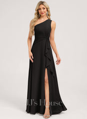 JJ's House Bette A-line One Shoulder Ruffle Chiffon Dress