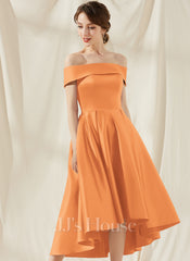 JJ's House Runshana Off the Shoulder Satin Dress