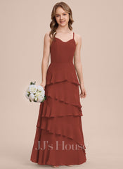 JJ's House Inaya Junior A-line Cascading Ruffles Chiffon Dress