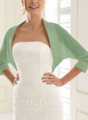 Chiffon 3/4 Sleeve Bridal Bolero Wedding Wraps