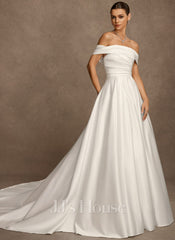 JJ's House Brynley Ball-Gown/Princess Off the Shoulder Strapless Satin Dress