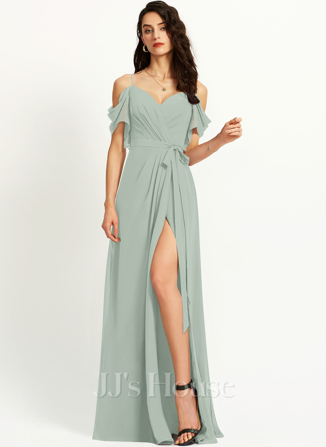 JJ's House Jitrenka A-line Ruffle Chiffon Dress