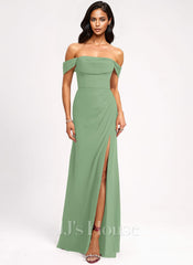 JJ's House Penka A-line Off the Shoulder Ruffle Chiffon Dress