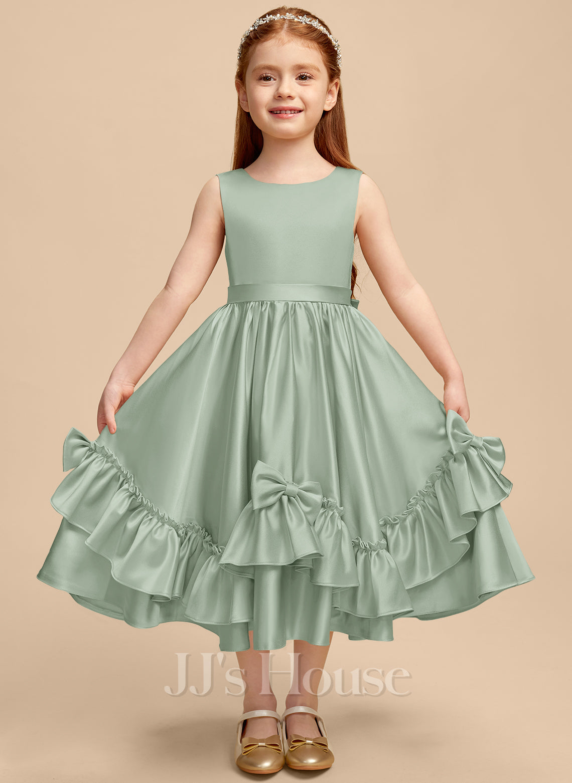JJ's House Joletta A-line Bow Satin Dress