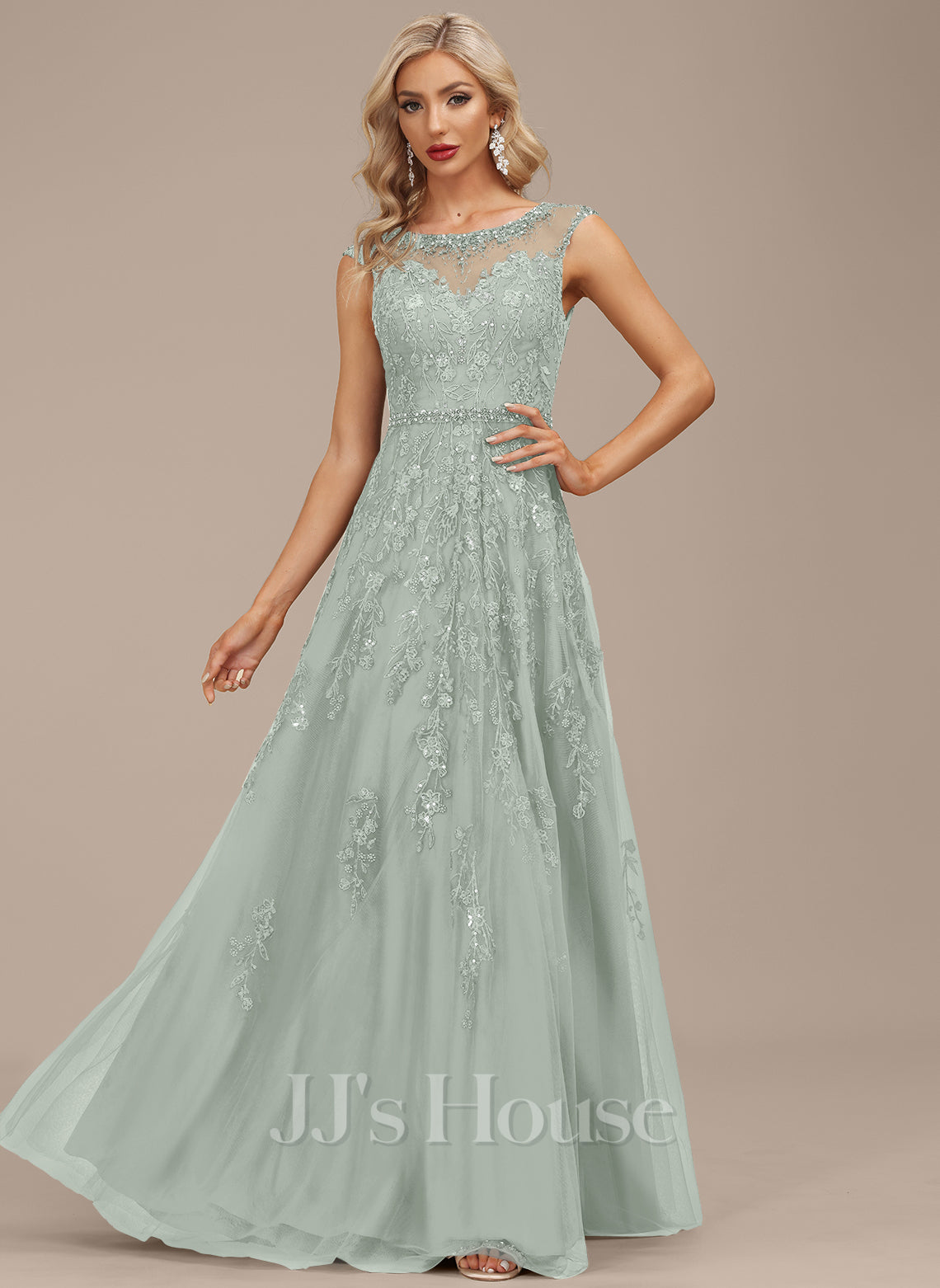 JJ's House Fontella A-line Sequins Tulle Dress