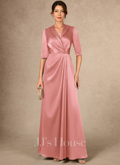JJ's House Cilly A-line V-Neck Pleated Stretch Satin Dress