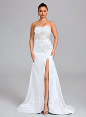 JJ's House Amarisa Trumpet/Mermaid Strapless Beading Stretch Satin Dress