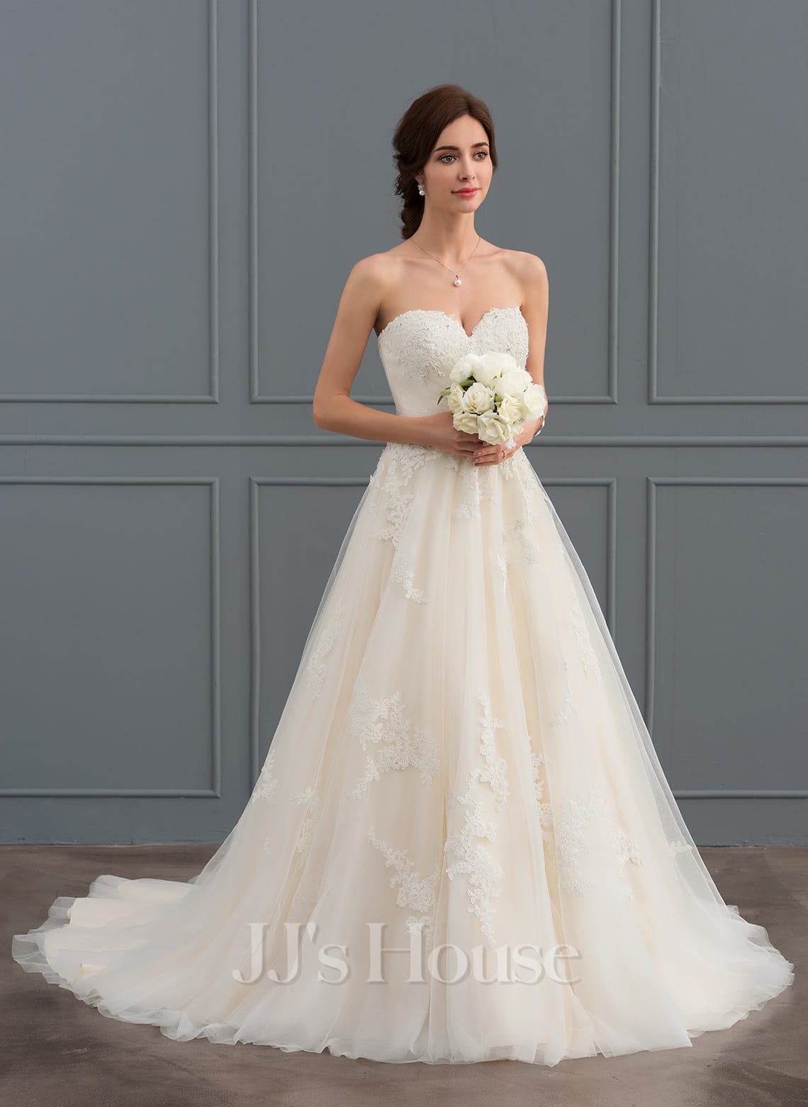 JJ's House Ananke Ball-Gown/Princess Sweetheart Strapless Lace Dress