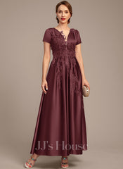 JJ's House Valencia A-line Illusion Scoop Ankle-Length Satin Lace Mother of the Bride Dress With 3D Floral Sequins