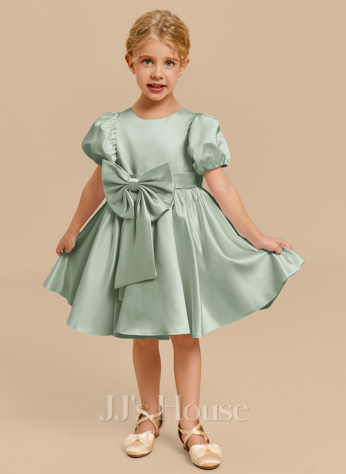 JJ's House Kiany A-line Bow Satin Dress