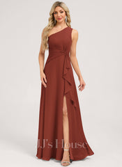 JJ's House Bette A-line One Shoulder Ruffle Chiffon Dress