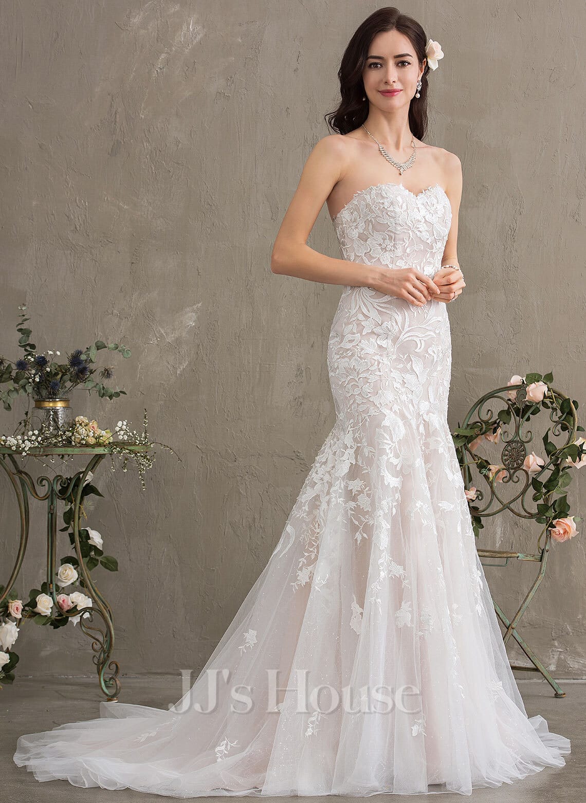 JJ's House Radinka Trumpet/Mermaid Sweetheart Strapless Lace Dress