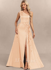 JJ's House Evarose One Shoulder Overskirt Satin Maxi Dress