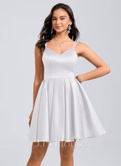 JJ's House Luce V-Neck Spaghetti Straps Bow Satin Dress