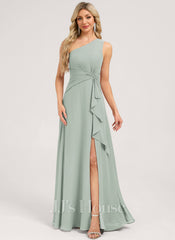 JJ's House Bette A-line One Shoulder Ruffle Chiffon Dress