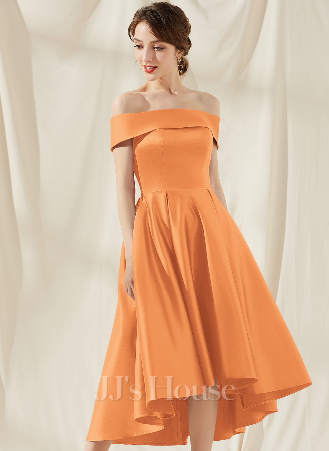 JJ's House Runshana Off the Shoulder Satin Dress