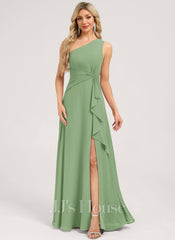 JJ's House Bette A-line One Shoulder Ruffle Chiffon Dress