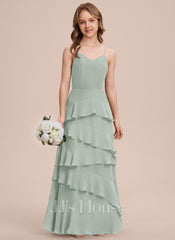 JJ's House Inaya Junior A-line Cascading Ruffles Chiffon Dress