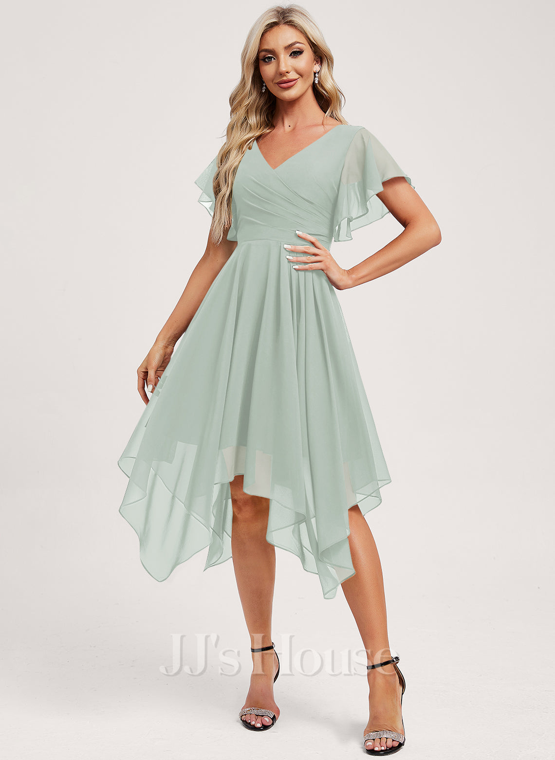 JJ's House Kerry A-line Ruffle Chiffon Dress
