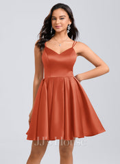 JJ's House Luce V-Neck Spaghetti Straps Bow Satin Dress