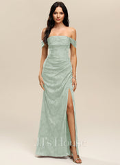 JJ's House Penka A-line Off the Shoulder Ruffle Chiffon Dress